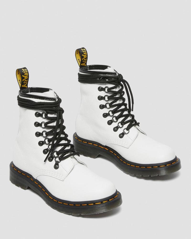 White Women's Dr Martens 1460 Laced Virginia Leather Lace Up Boots | CA 167WNB